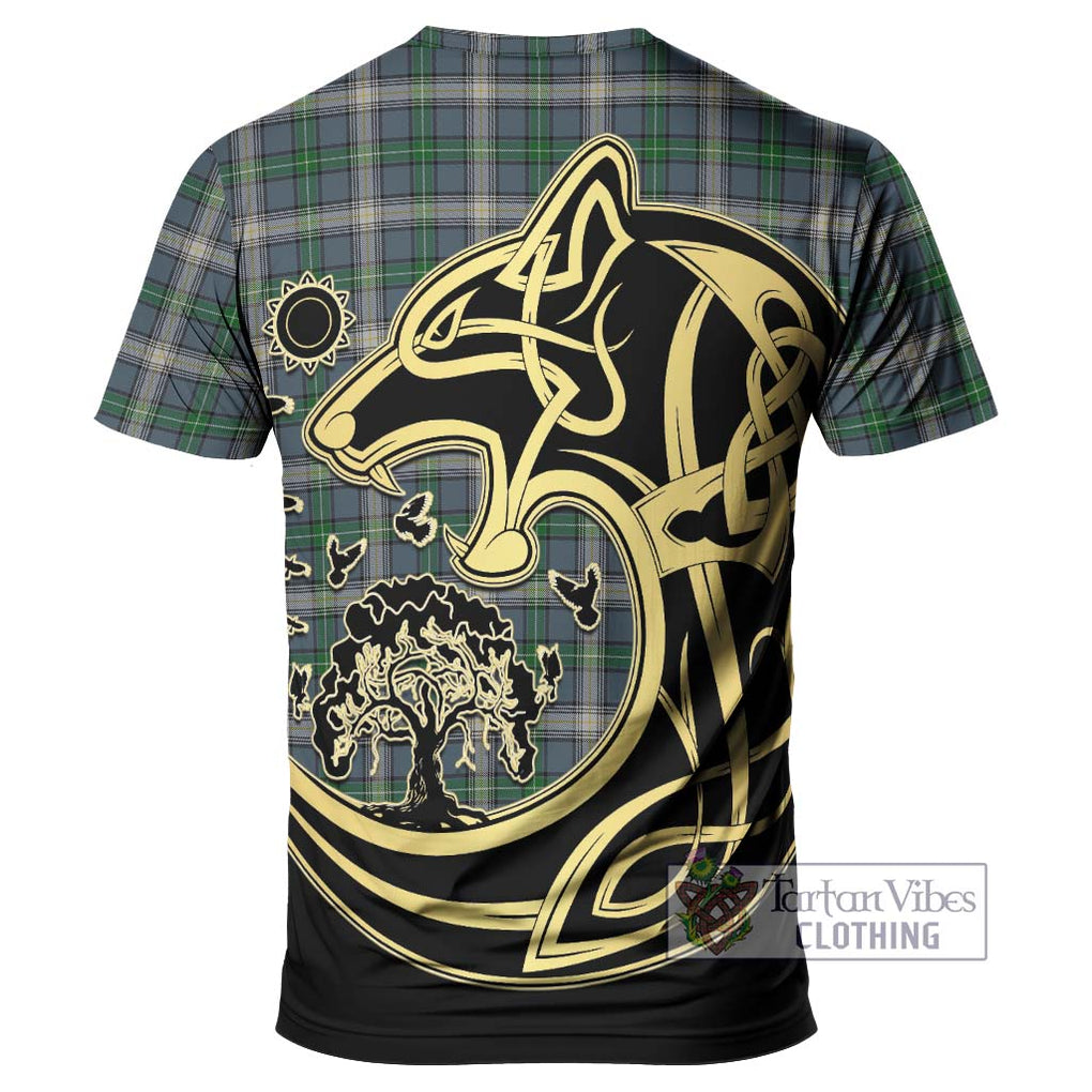 MacDouall Tartan T-Shirt with Family Crest Celtic Wolf Style - Tartan Vibes Clothing