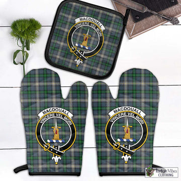 MacDouall Tartan Combo Oven Mitt & Pot-Holder with Family Crest Black - Tartan Vibes Clothing