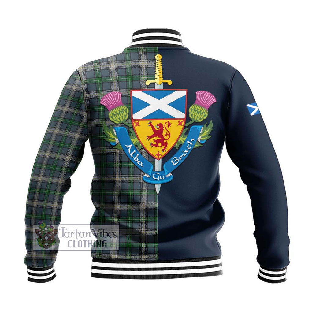 MacDouall Tartan Baseball Jacket Alba with Scottish Lion Royal Arm Half Style - Tartan Vibes Clothing