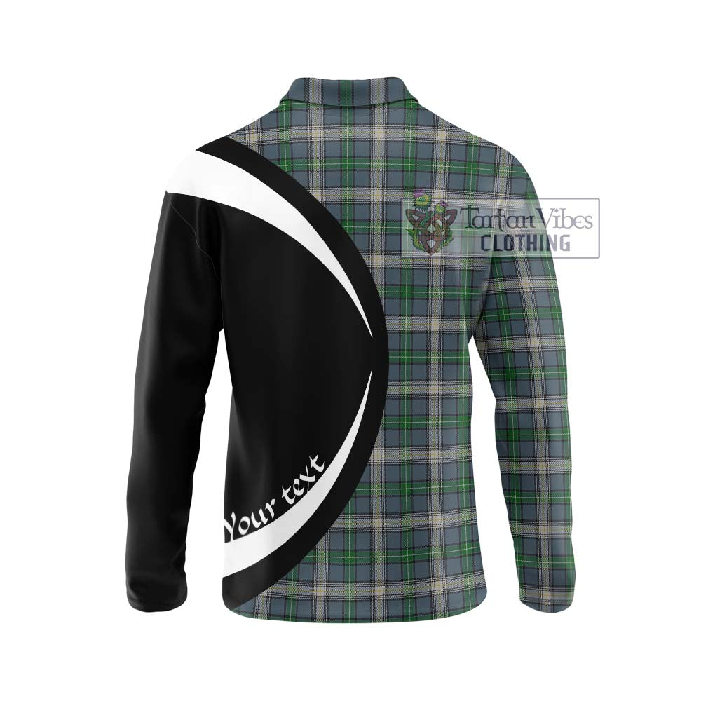 MacDouall Tartan Long Sleeve Polo Shirt with Family Crest Circle Style - Tartan Vibes Clothing