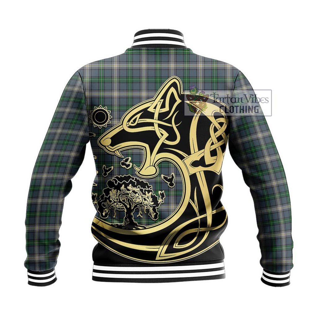 MacDouall Tartan Baseball Jacket with Family Crest Celtic Wolf Style - Tartan Vibes Clothing