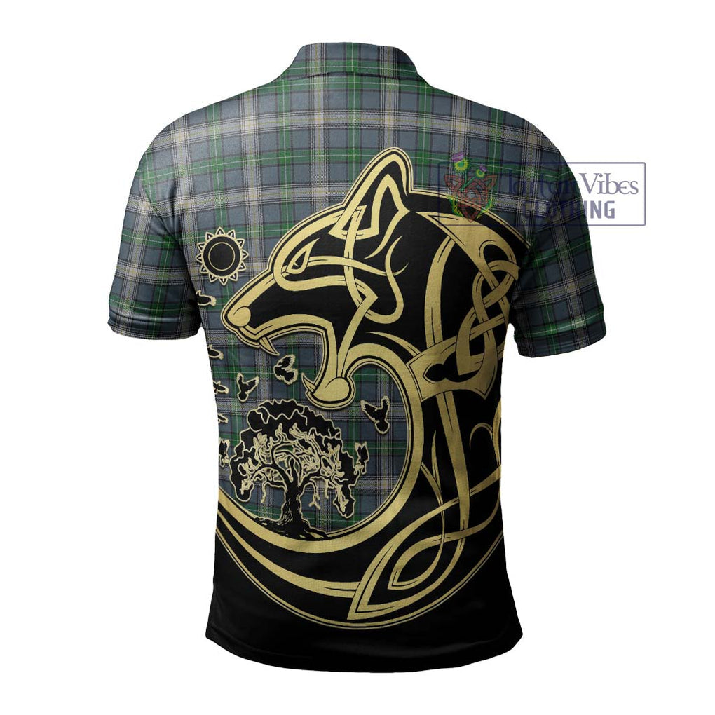 MacDouall Tartan Polo Shirt with Family Crest Celtic Wolf Style - Tartan Vibes Clothing