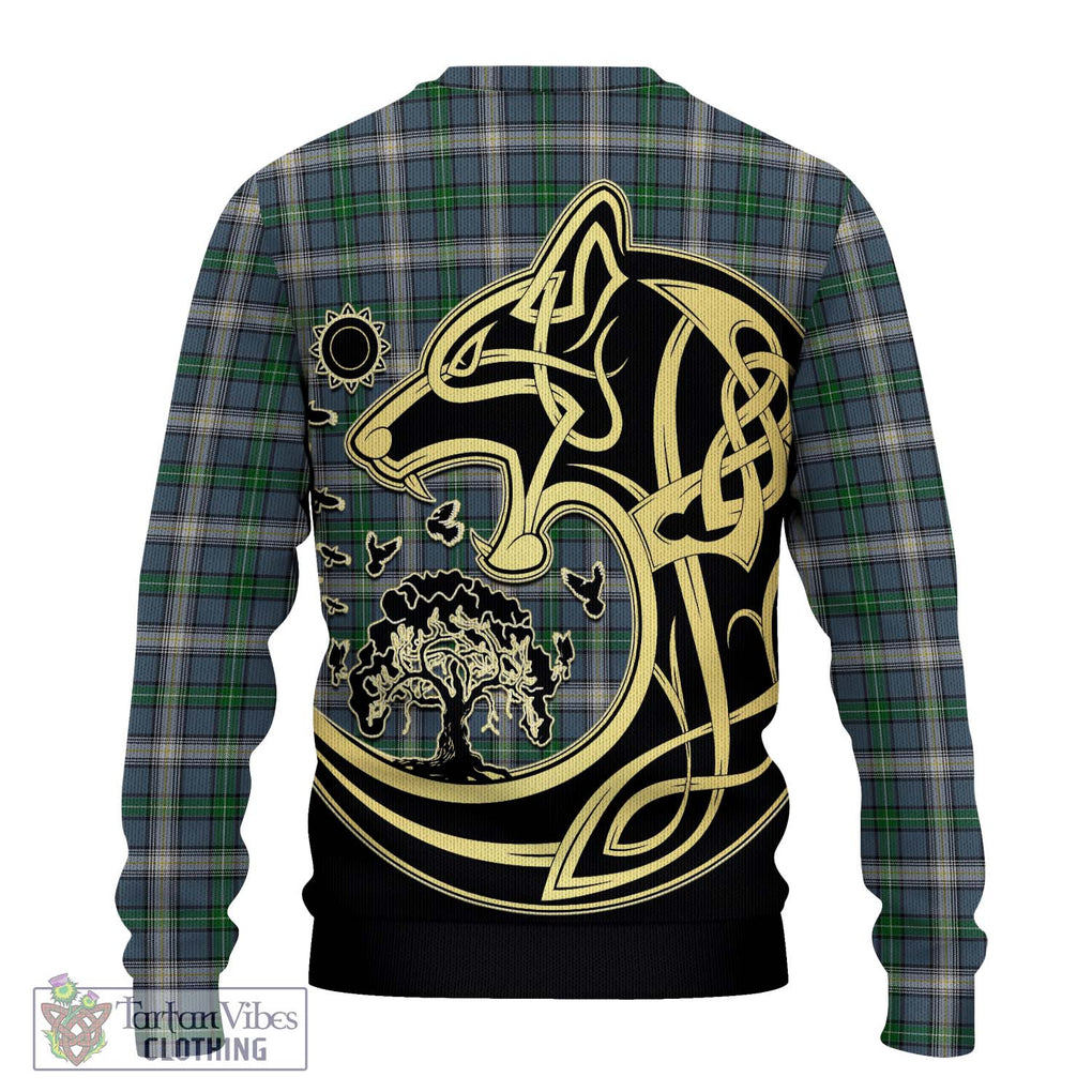 MacDouall Tartan Ugly Sweater with Family Crest Celtic Wolf Style - Tartan Vibes Clothing