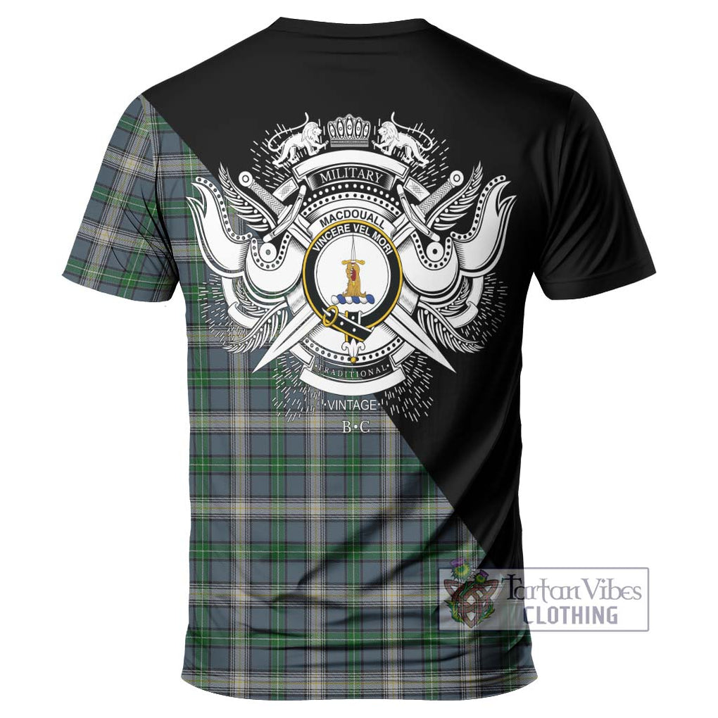 MacDouall Tartan T-Shirt with Family Crest and Military Logo Style - Tartan Vibes Clothing