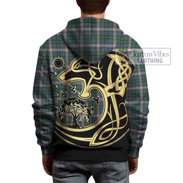MacDouall Tartan Hoodie with Family Crest Celtic Wolf Style - Tartan Vibes Clothing