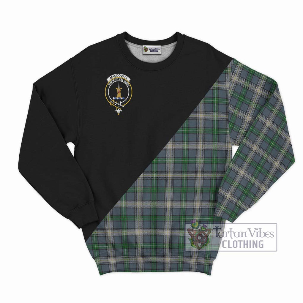 MacDouall Tartan Sweatshirt with Family Crest and Military Logo Style - Tartan Vibes Clothing