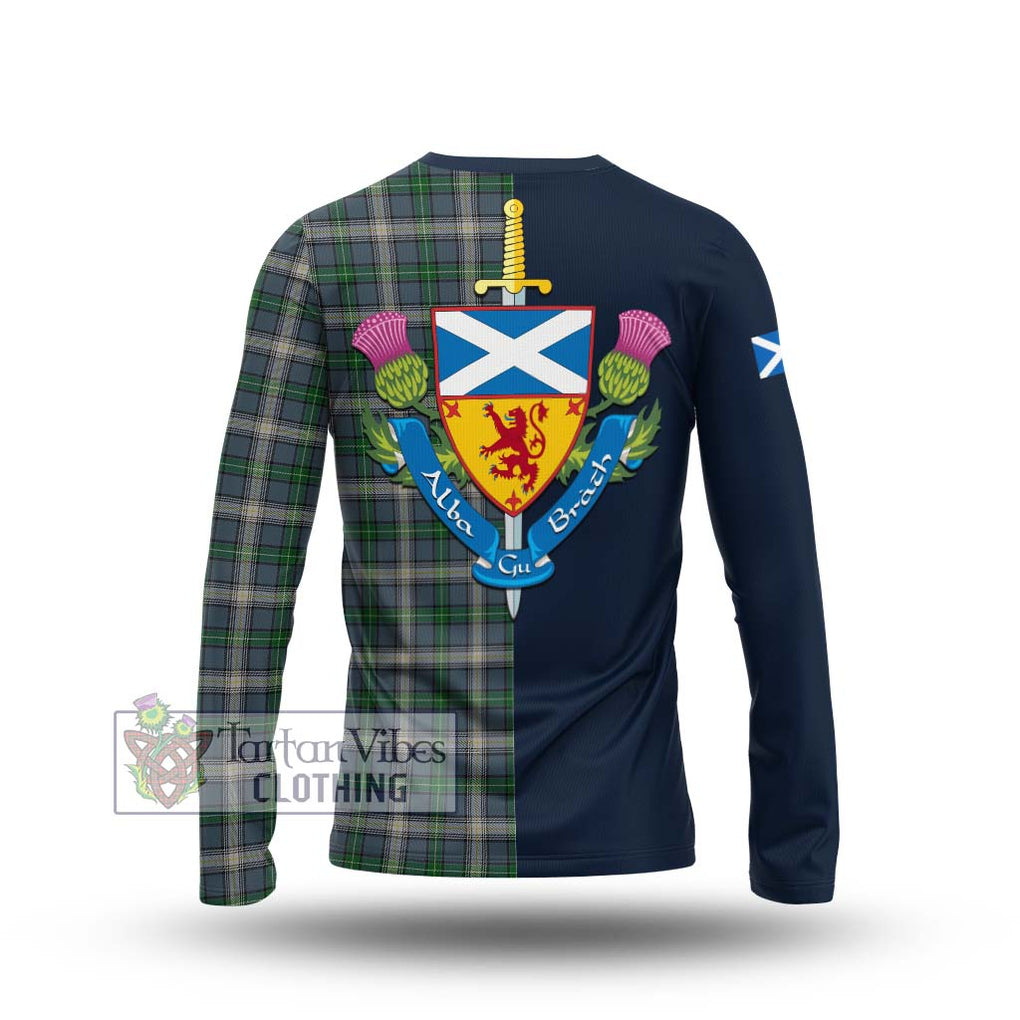 MacDouall Tartan Long Sleeve T-Shirt Alba with Scottish Lion Royal Arm Half Style - Tartan Vibes Clothing