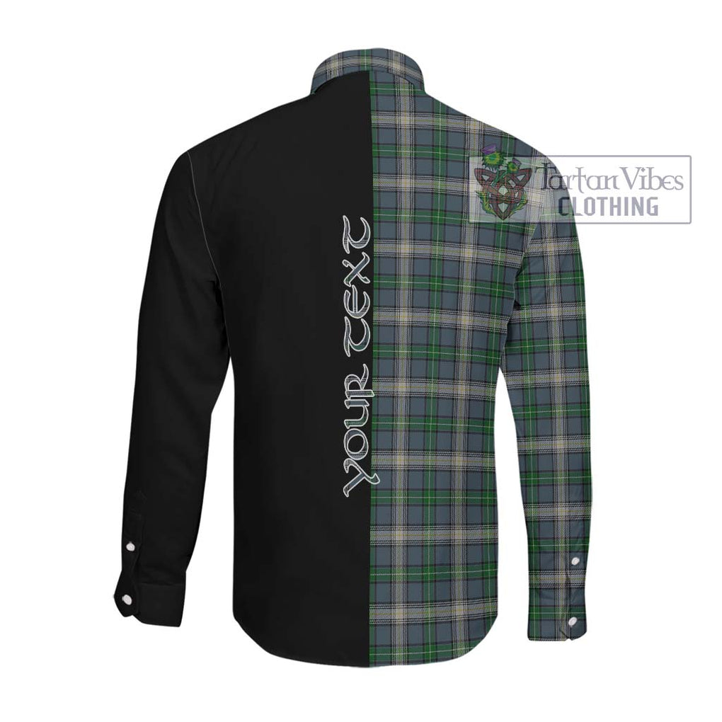 MacDouall Tartan Long Sleeve Button Shirt with Family Crest and Half Of Me Style Men's Shirt - Tartanvibesclothing Shop