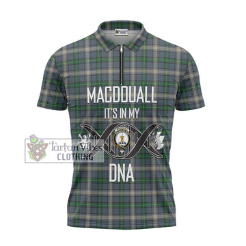 MacDouall Tartan Zipper Polo Shirt with Family Crest DNA In Me Style - Tartan Vibes Clothing
