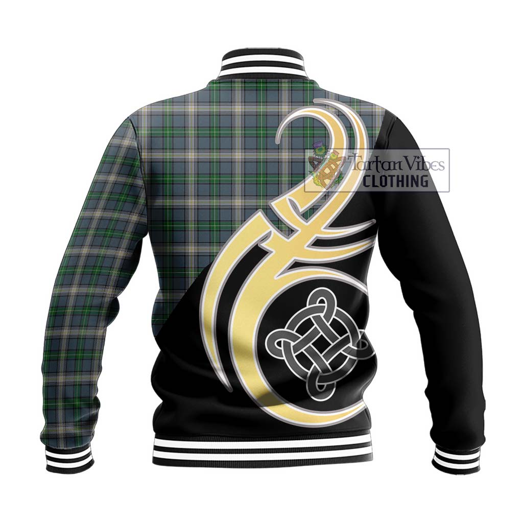MacDouall Tartan Baseball Jacket with Family Crest and Celtic Symbol Style - Tartan Vibes Clothing