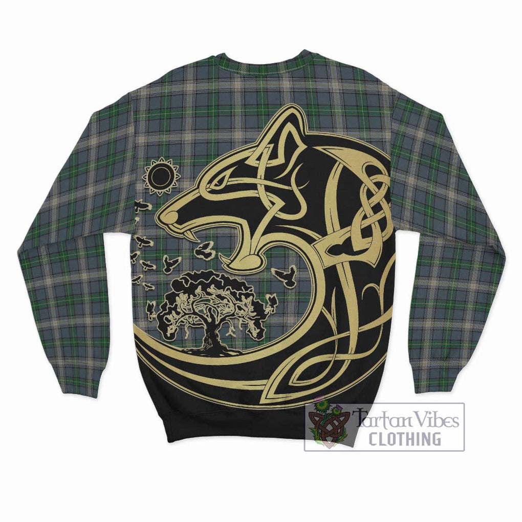MacDouall Tartan Sweatshirt with Family Crest Celtic Wolf Style - Tartan Vibes Clothing