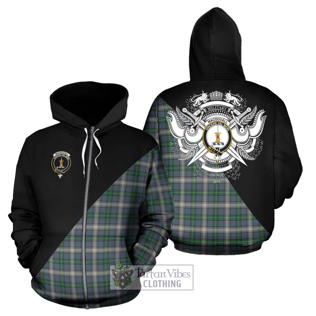 MacDouall Tartan Hoodie with Family Crest and Military Logo Style - Tartan Vibes Clothing