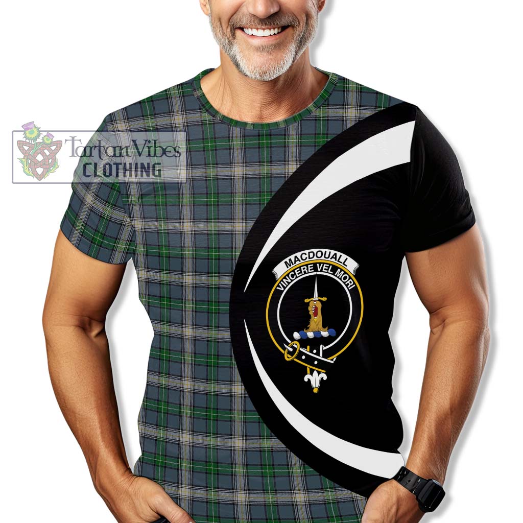 MacDouall Tartan T-Shirt with Family Crest Circle Style - Tartan Vibes Clothing