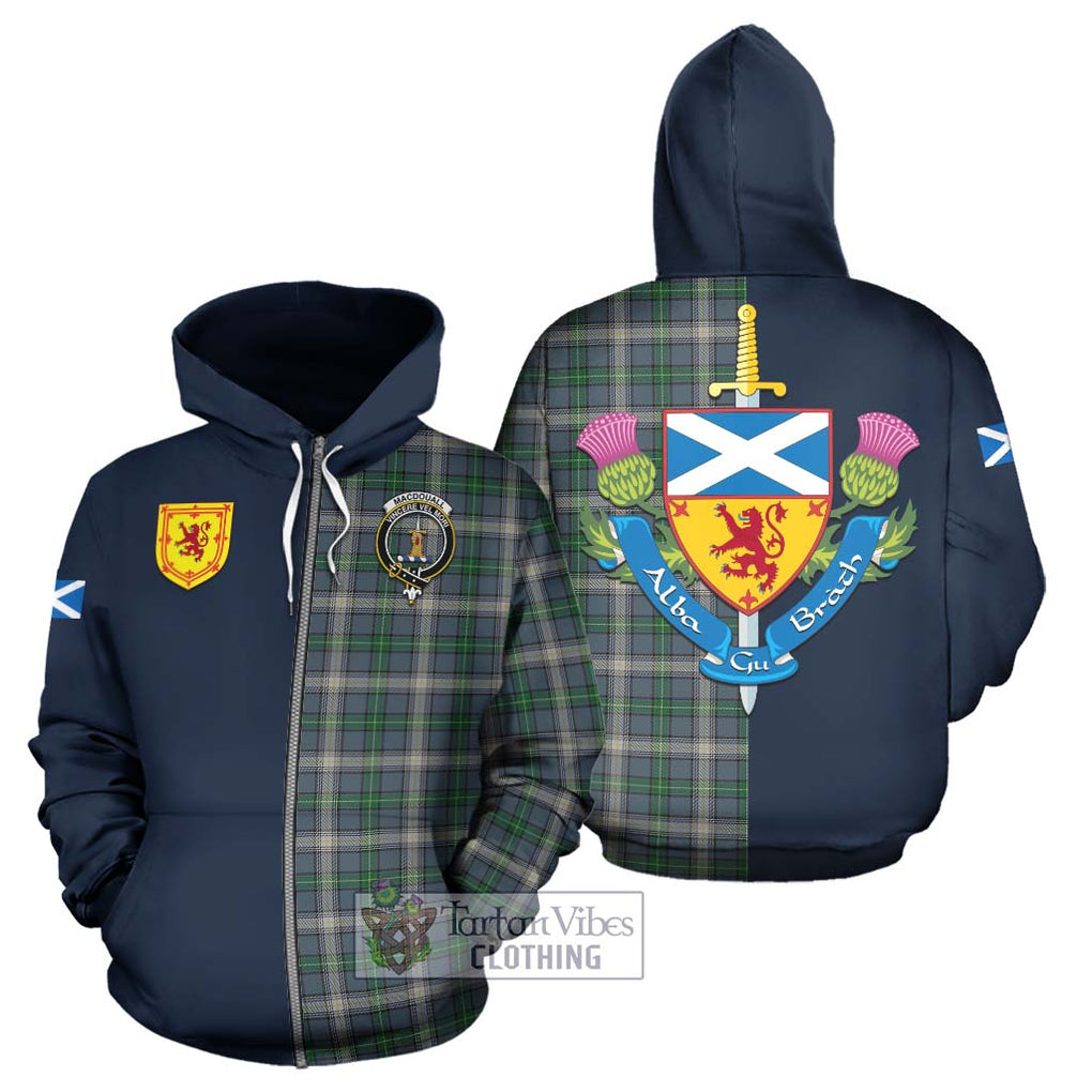 MacDouall Tartan Hoodie Alba with Scottish Lion Royal Arm Half Style - Tartan Vibes Clothing