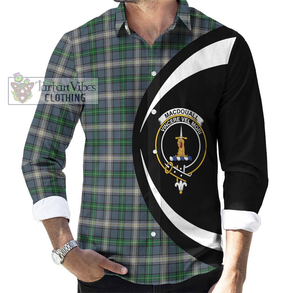 MacDouall Tartan Long Sleeve Button Up with Family Crest Circle Style - Tartan Vibes Clothing