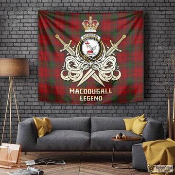 MacDougall Tartan Tapestry with Clan Crest and the Golden Sword of Courageous Legacy