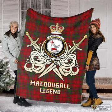 MacDougall Tartan Blanket with Clan Crest and the Golden Sword of Courageous Legacy
