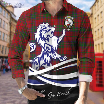MacDougall Tartan Long Sleeve Button Up Shirt with Alba Gu Brath Regal Lion Emblem