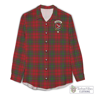 Tartan Vibes Clothing MacDougall Tartan Womens Casual Shirt with Family Crest