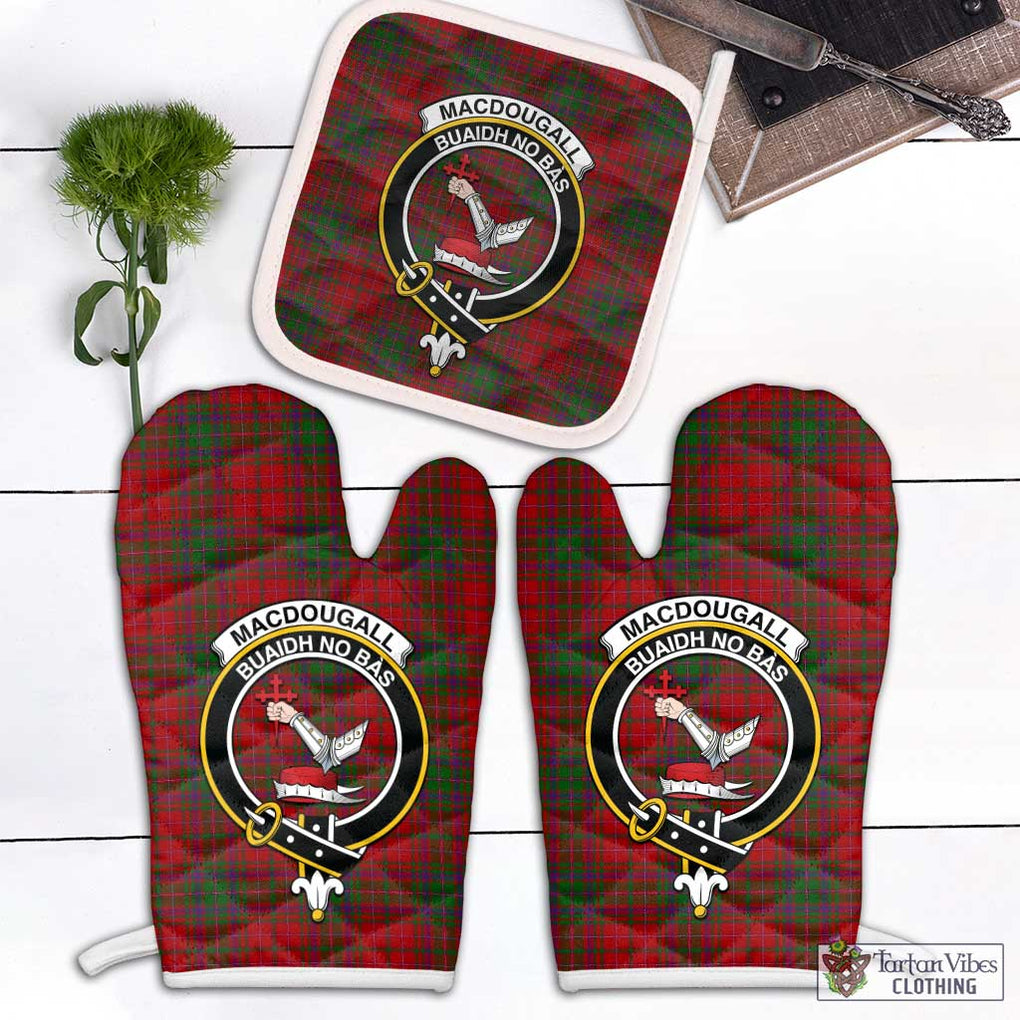 MacDougall (McDougall) Tartan Combo Oven Mitt & Pot-Holder with Family Crest Combo 1 Oven Mitt & 1 Pot-Holder White - Tartan Vibes Clothing
