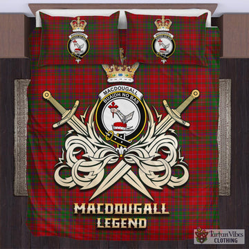 MacDougall Tartan Bedding Set with Clan Crest and the Golden Sword of Courageous Legacy