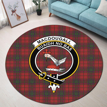 MacDougall (McDougall) Tartan Round Rug with Family Crest