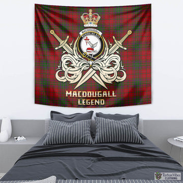 MacDougall Tartan Tapestry with Clan Crest and the Golden Sword of Courageous Legacy