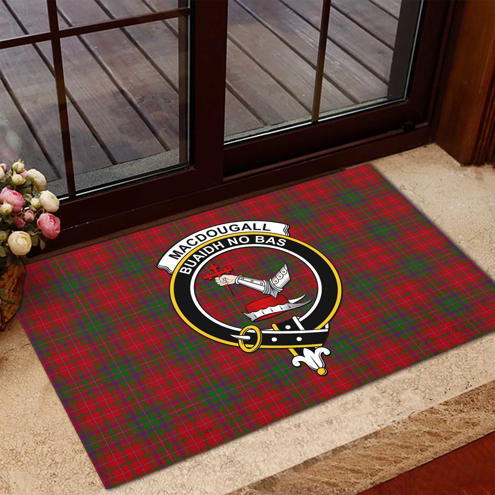 MacDougall Tartan Door Mat with Family Crest - Tartanvibesclothing