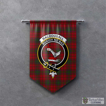 MacDougall Tartan Gonfalon, Tartan Banner with Family Crest