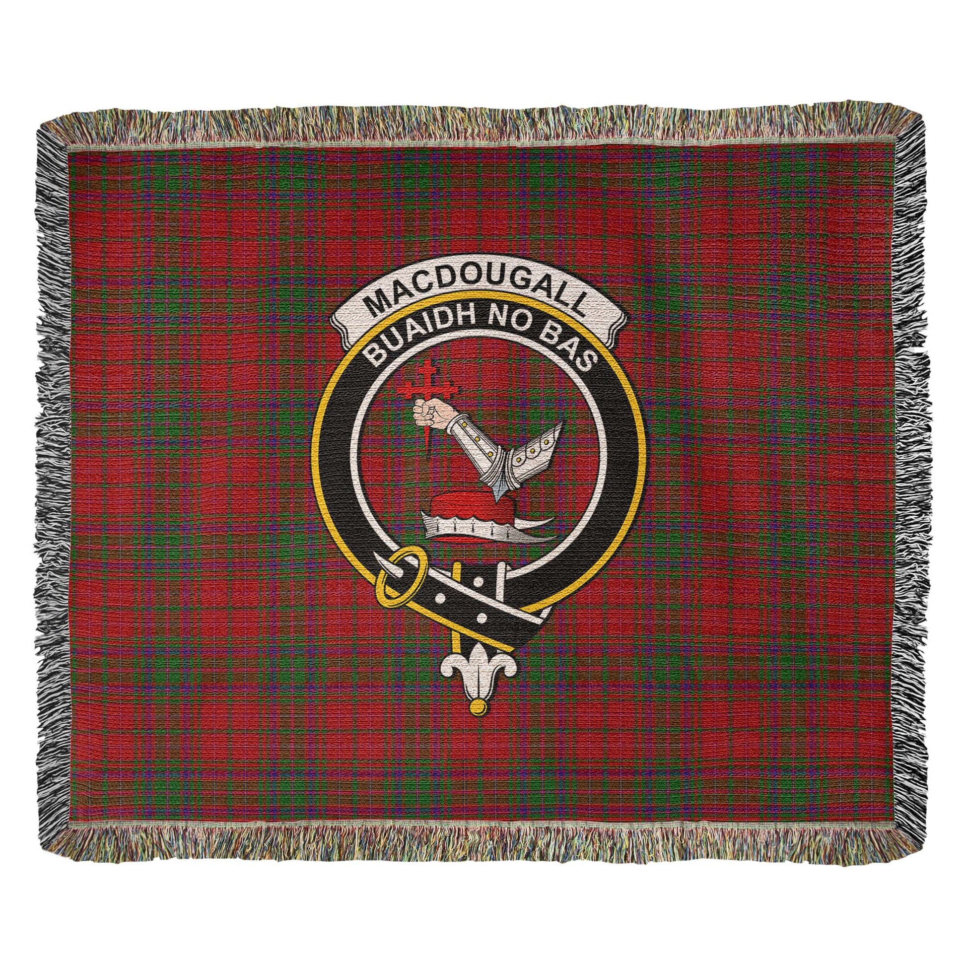 Tartan Vibes Clothing MacDougall Tartan Woven Blanket with Family Crest