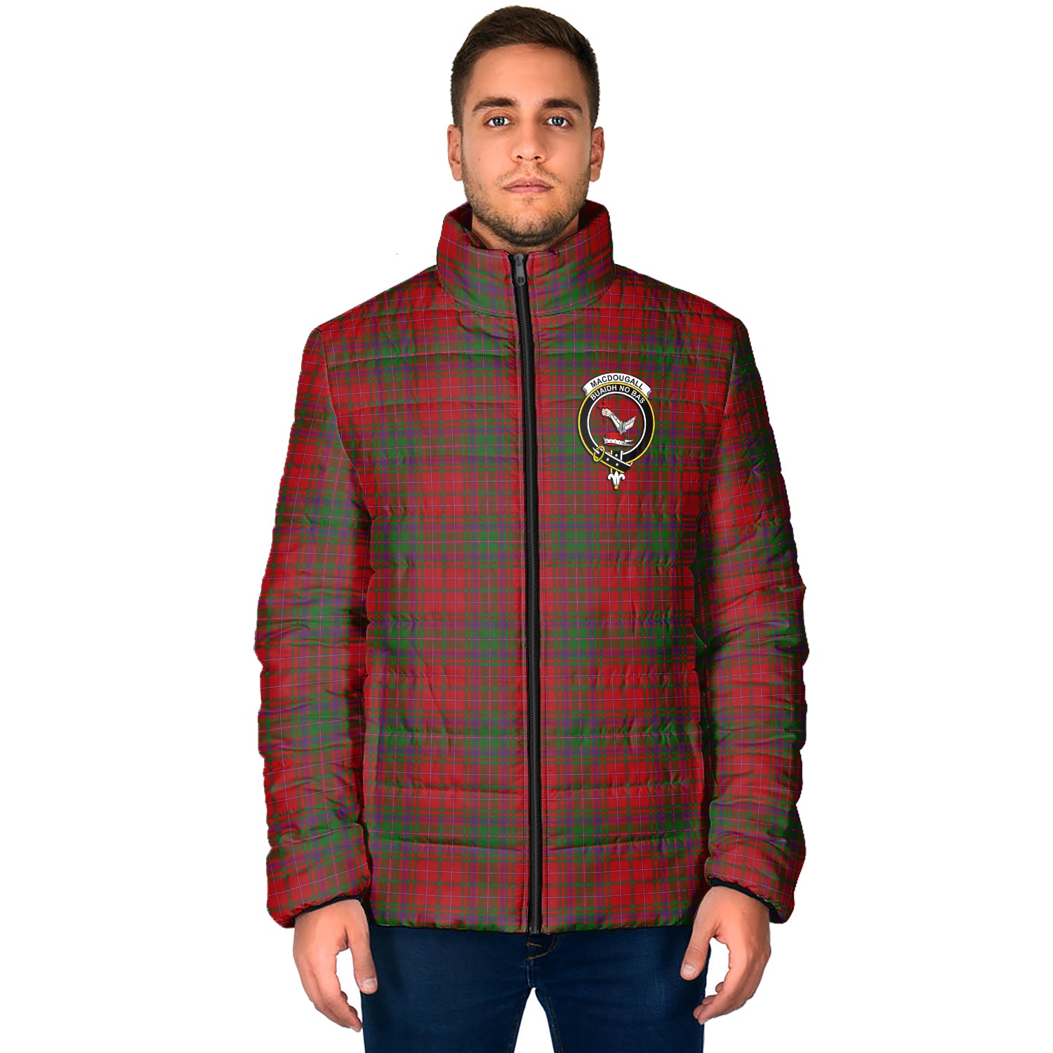 MacDougall (McDougall) Tartan Padded Jacket with Family Crest - Tartan Vibes Clothing