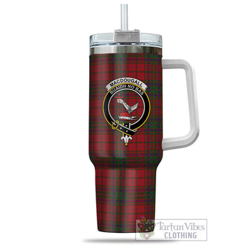 MacDougall Tartan and Family Crest Tumbler with Handle