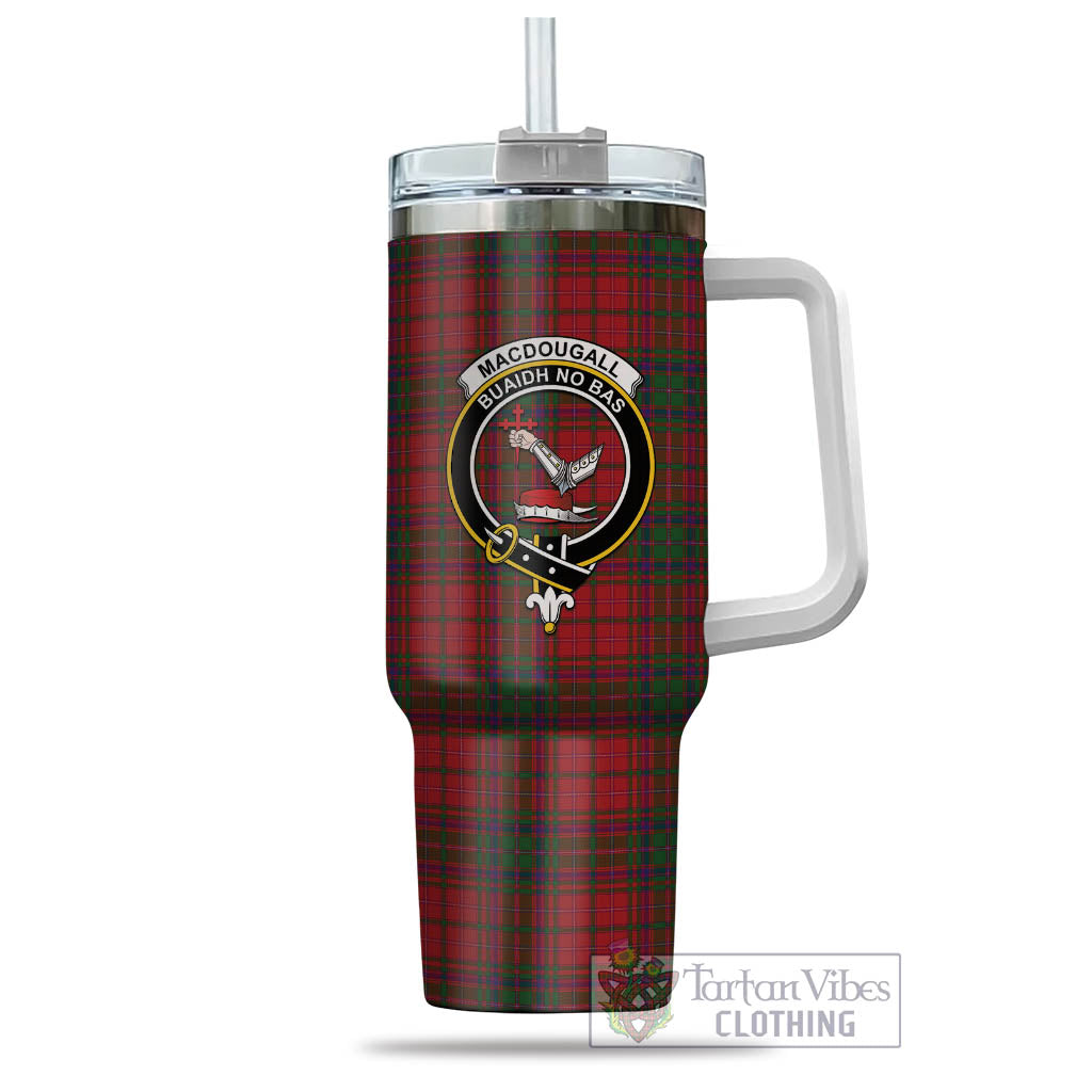 Tartan Vibes Clothing MacDougall Tartan and Family Crest Tumbler with Handle