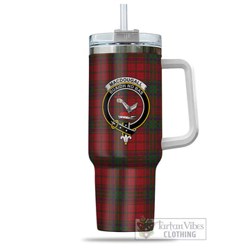 Tartan Vibes Clothing MacDougall Tartan and Family Crest Tumbler with Handle