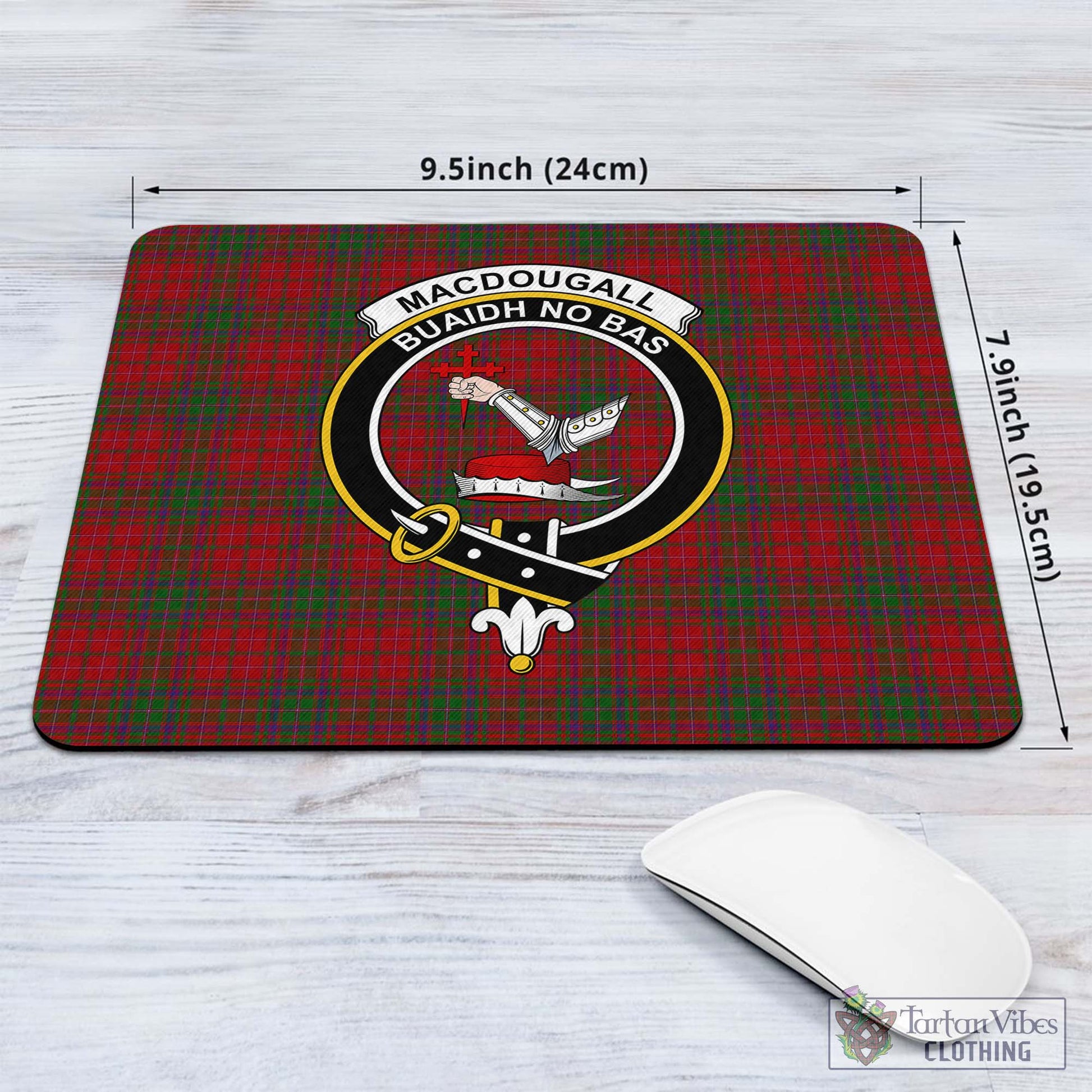 Tartan Vibes Clothing MacDougall Tartan Mouse Pad with Family Crest