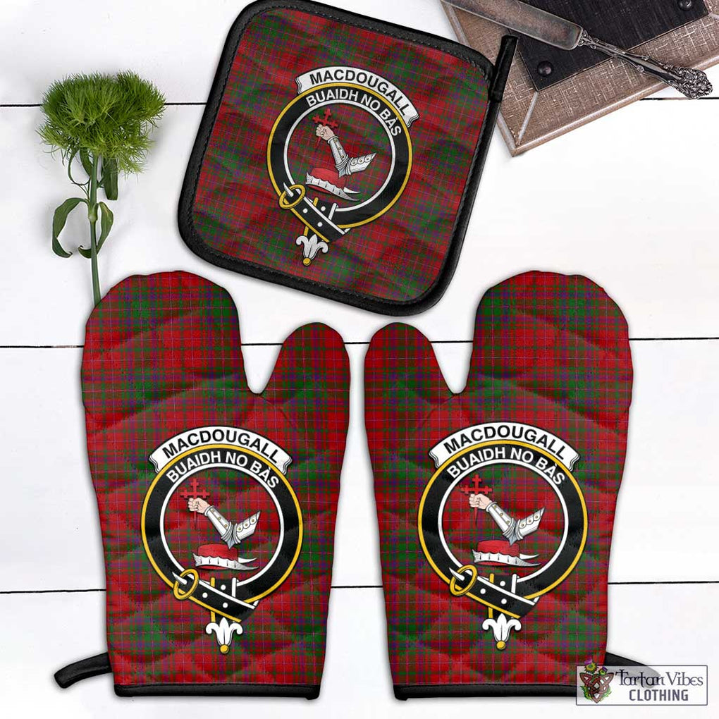 MacDougall (McDougall) Tartan Combo Oven Mitt & Pot-Holder with Family Crest Combo 1 Oven Mitt & 1 Pot-Holder Black - Tartan Vibes Clothing