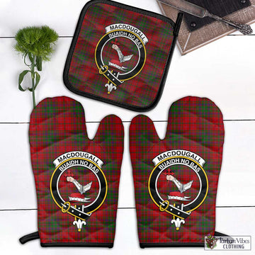 MacDougall (McDougall) Tartan Combo Oven Mitt & Pot-Holder with Family Crest Combo 1 Oven Mitt & 1 Pot-Holder Black - Tartan Vibes Clothing