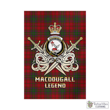 MacDougall (McDougall) Tartan Garden Flag with Clan Crest and the Golden Sword of Courageous Legacy