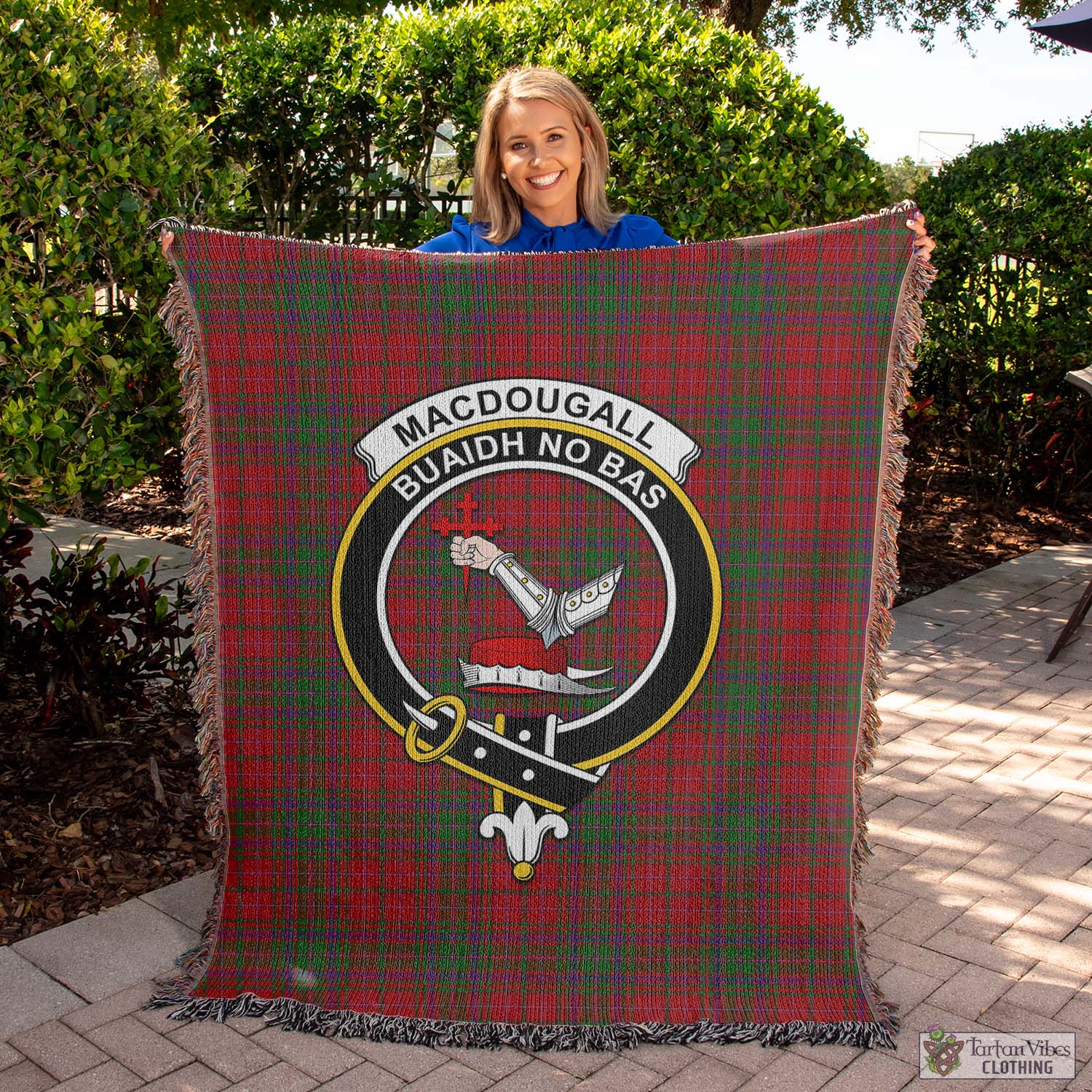 Tartan Vibes Clothing MacDougall Tartan Woven Blanket with Family Crest