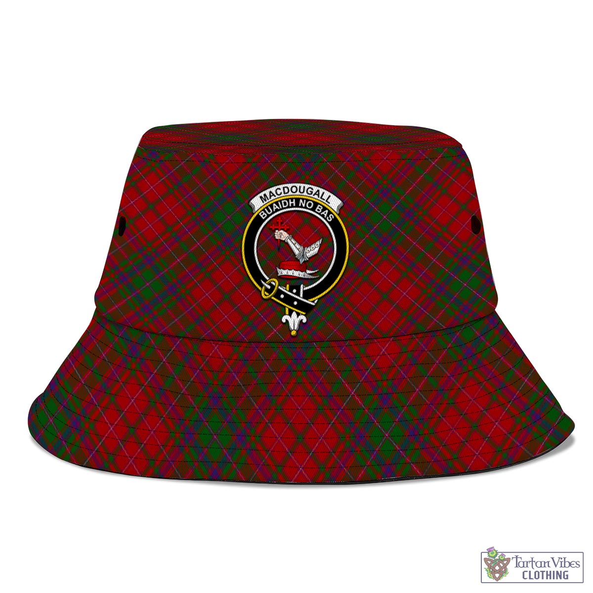 Tartan Vibes Clothing MacDougall Tartan Bucket Hat with Family Crest