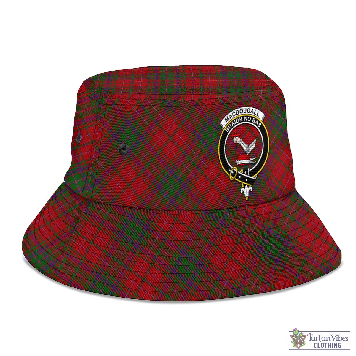 Tartan Vibes Clothing MacDougall Tartan Bucket Hat with Family Crest