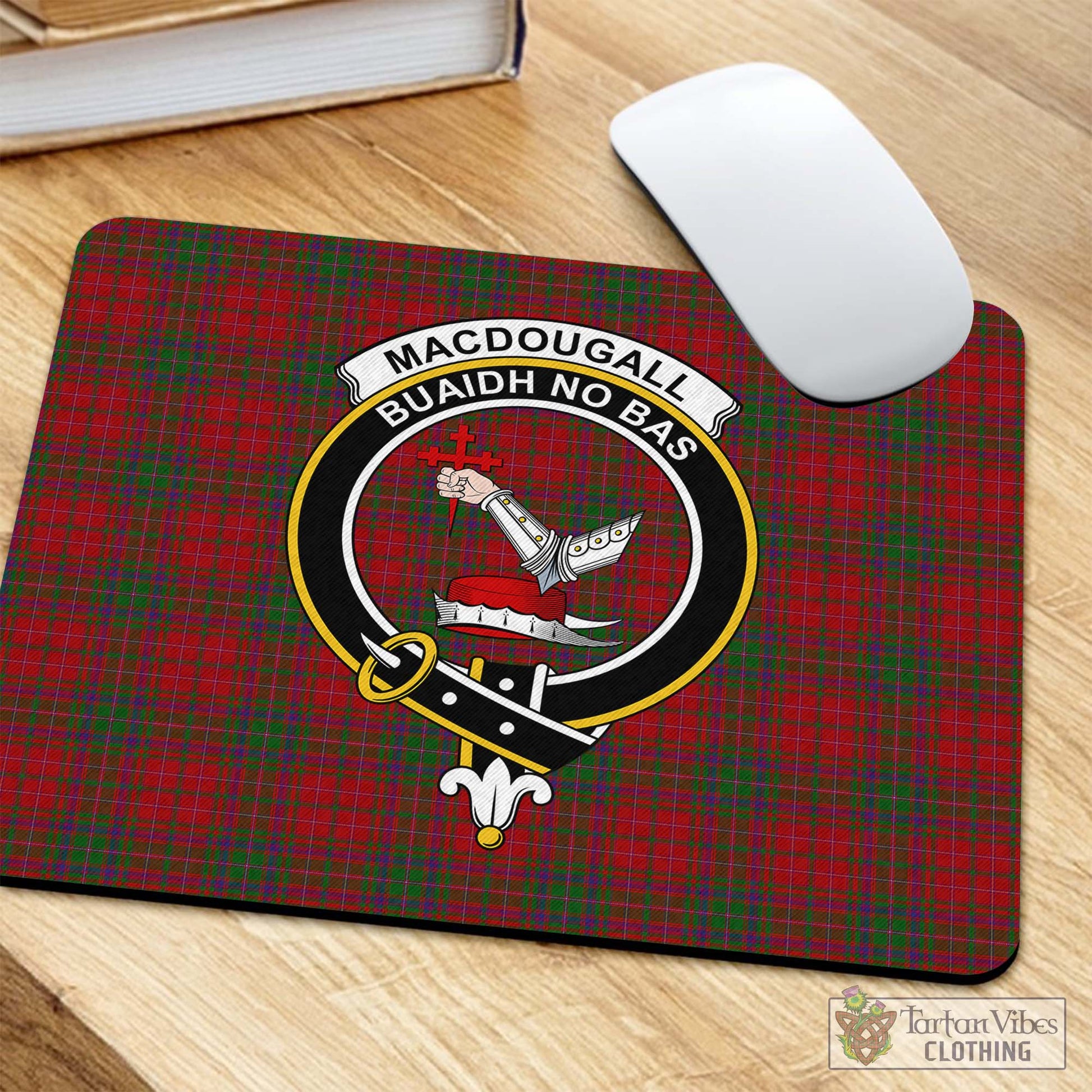Tartan Vibes Clothing MacDougall Tartan Mouse Pad with Family Crest