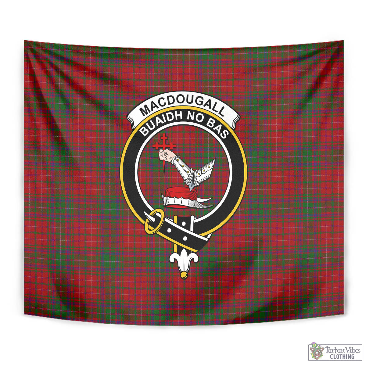 Tartan Vibes Clothing MacDougall Tartan Tapestry Wall Hanging and Home Decor for Room with Family Crest