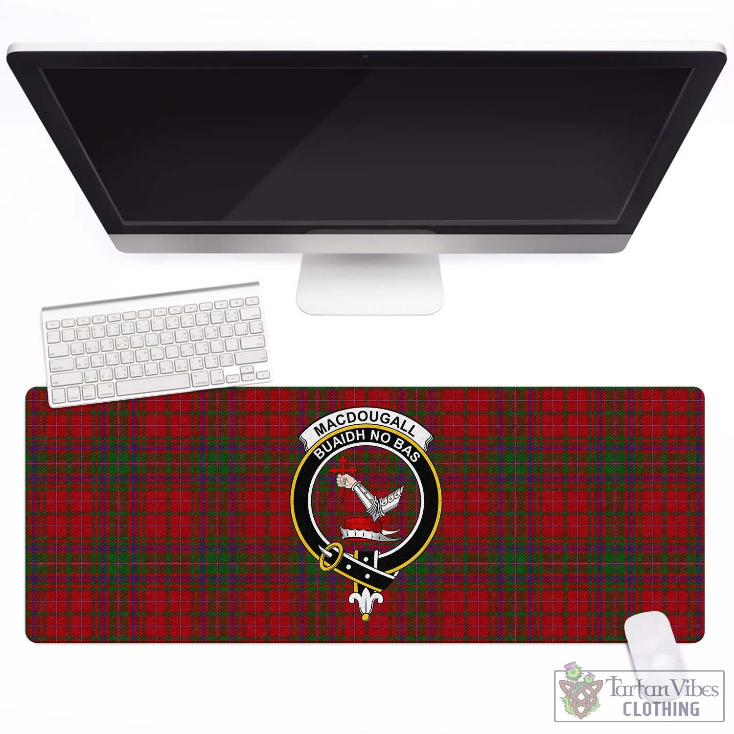 Tartan Vibes Clothing MacDougall Tartan Mouse Pad with Family Crest