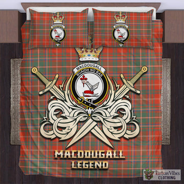 MacDougall Ancient Tartan Bedding Set with Clan Crest and the Golden Sword of Courageous Legacy