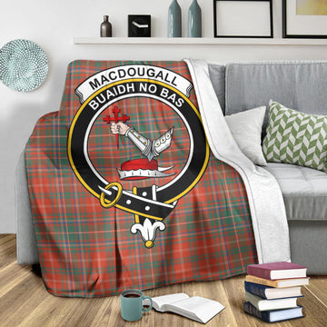 MacDougall Ancient Tartan Blanket with Family Crest