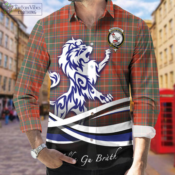 MacDougall Ancient Tartan Long Sleeve Button Up Shirt with Alba Gu Brath Regal Lion Emblem