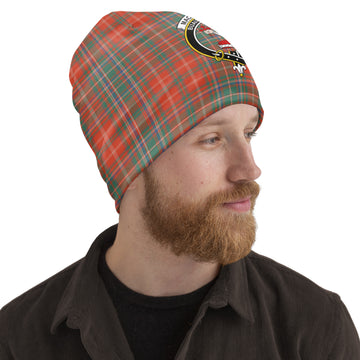 MacDougall Ancient Tartan Beanies Hat with Family Crest