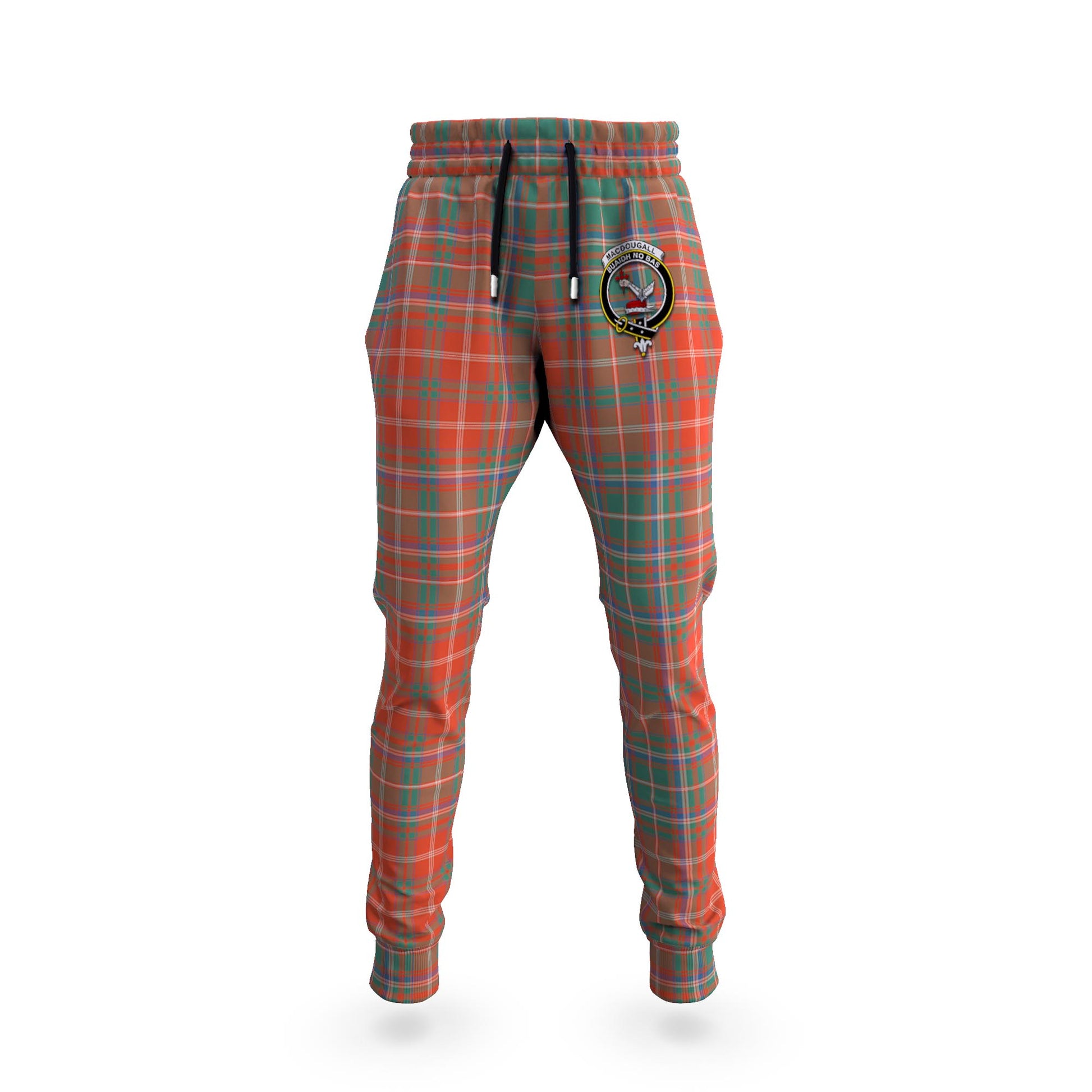 MacDougall Ancient Tartan Joggers Pants with Family Crest - Tartanvibesclothing