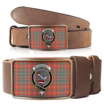 MacDougall Ancient Tartan Belt Buckles with Family Crest